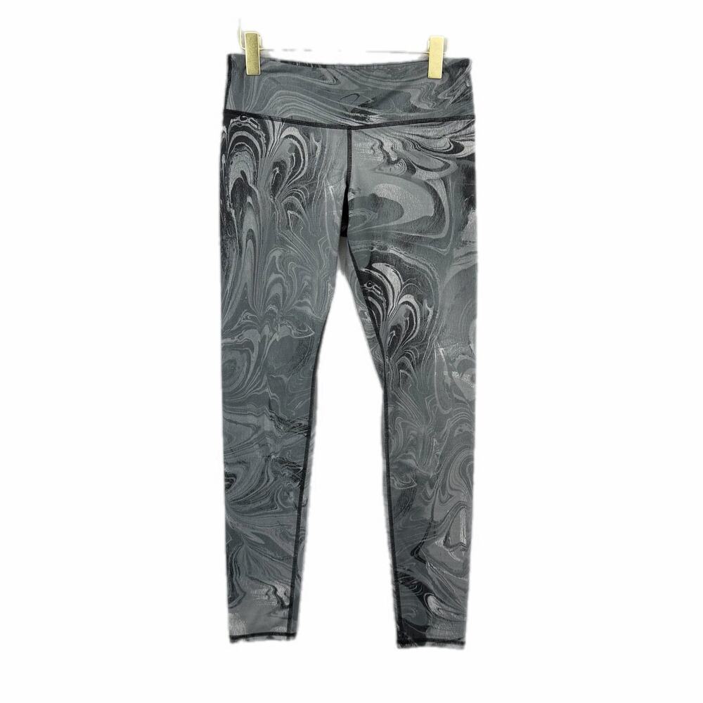 Alo Yoga Airbrush Gray Marble Mid Rise Ankle Length Athletic Workout Leggings